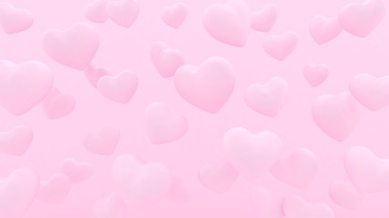 3d hearts background. Valentines day. Love wallpaper. Wedding. Engagement. Datting. Romantic poster. Passion. Pastel pink.