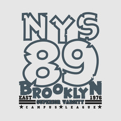 T-shirt New york, Brooklyn sports, athletics Typography