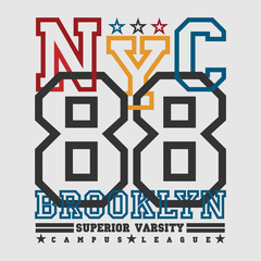 T-shirt New york, Brooklyn sports, athletics Typography, Fashion
