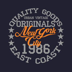 New York typography, t-shirt vintage, design graphic