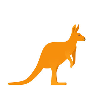 Kangaroo icon. Vector. Australian fauna isolated on white background. Orange wallaby. Color illustration in flat design. Symbol of Australia. Cartoon wallaroo.