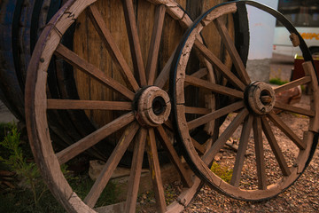 Fototapeta na wymiar old wooden wheel