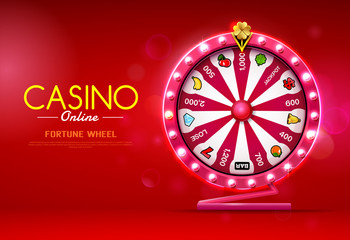 fortune wheel spinning  casino online on bokeh background