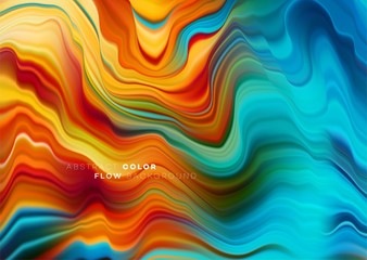 Modern colorful flow poster. Wave Liquid shape in black color background. Art design for your design project. Vector illustration