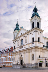 Fototapeta na wymiar Warsaw, Poland - The baroque catholic Holy Spirit church at Freta street in the historic old town quarter of Warsaw