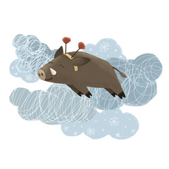 Wild boar in flight © Oleksandra
