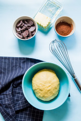 How to bake a babka jewish cake, series of images depictting how to make babka, Place dough in a...