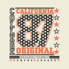 T-shir California, original sport, college sport, vintage T-shir