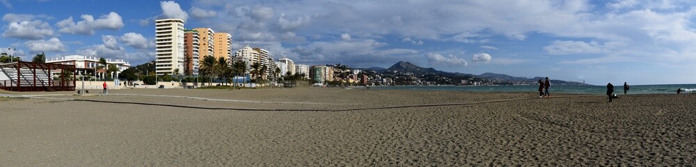 daytime view of the beach of malaga (malagueta). wide-angle photo