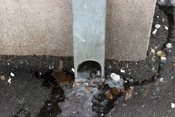 Downspout waterspout rainwater drainage pipe building  - obrazy, fototapety, plakaty