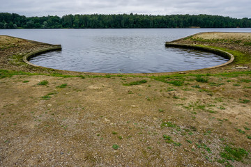 Fototapeta na wymiar Artificial shore in Koknese park Garden of Destinies in Latvia.