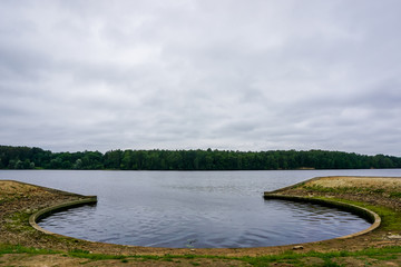 Fototapeta na wymiar Artificial shore in Koknese park Garden of Destinies in Latvia.
