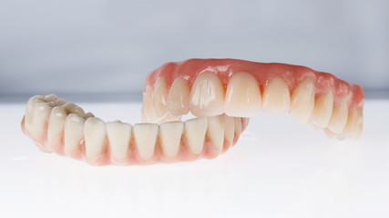 set of dentures on a white background