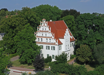 Fototapeta na wymiar Altenburg / Germany: The registry office of the former city of residence in an impressive Renaissance style building with a decorative corbie step gable