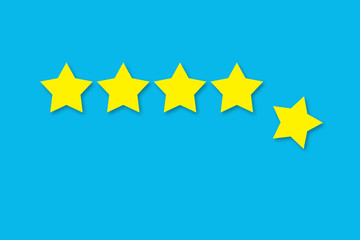 Five stars rating concept. One star falling down.