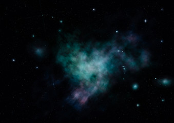 Fototapeta na wymiar Being shone nebula. 3D rendering