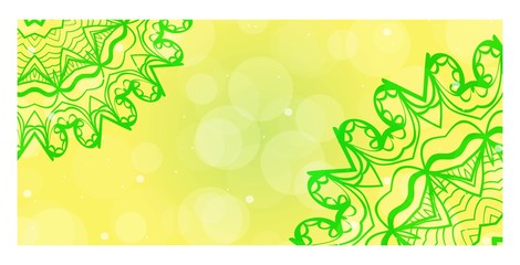 Card template with floral mandala pattern. Business card for fitness center, sport emblem, meditation class. Vector illustration.