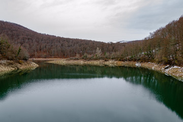 Winter landscape of the Irabia reservoir, in Irati, Navarra (Spain)