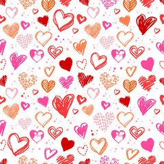 pattern with Valentine grunge hearts