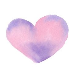 Big pink red watercolor heart, hand drawn, isolated on white background