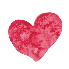 Naklejka na ściany i meble Big pink red watercolor heart, hand drawn, isolated on white background