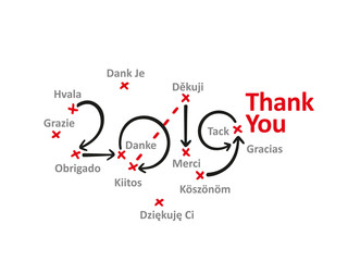 Thank You New Year 2019 word cloud red marks white background vector