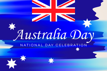 Obraz na płótnie Canvas Australia Day. Banner for Australia National Day with Australia National Flag and lettering, vector illustration.