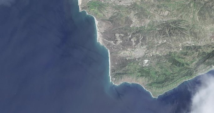 Hurtling toward earth, out of control, over Vandenberg Air Force Base, California. Vibration and camera shake. Elements of this image furnished by NASA