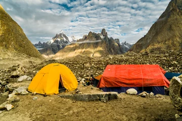 Crédence de cuisine en verre imprimé K2 Camping in Karakoram