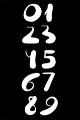 Set of calligraphic numbers. Hand drawn lettering.