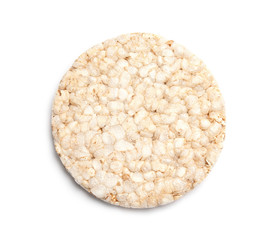 Crunchy rice cake on white background, top view