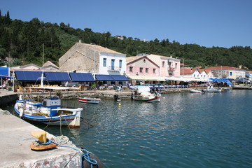 Fototapeta na wymiar Little Harbor with wooden boats