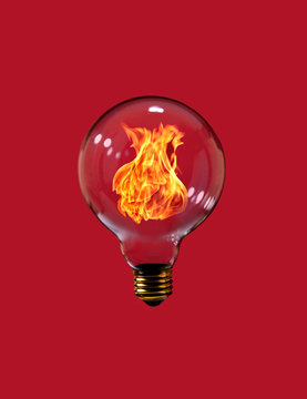 lightbulb with fire