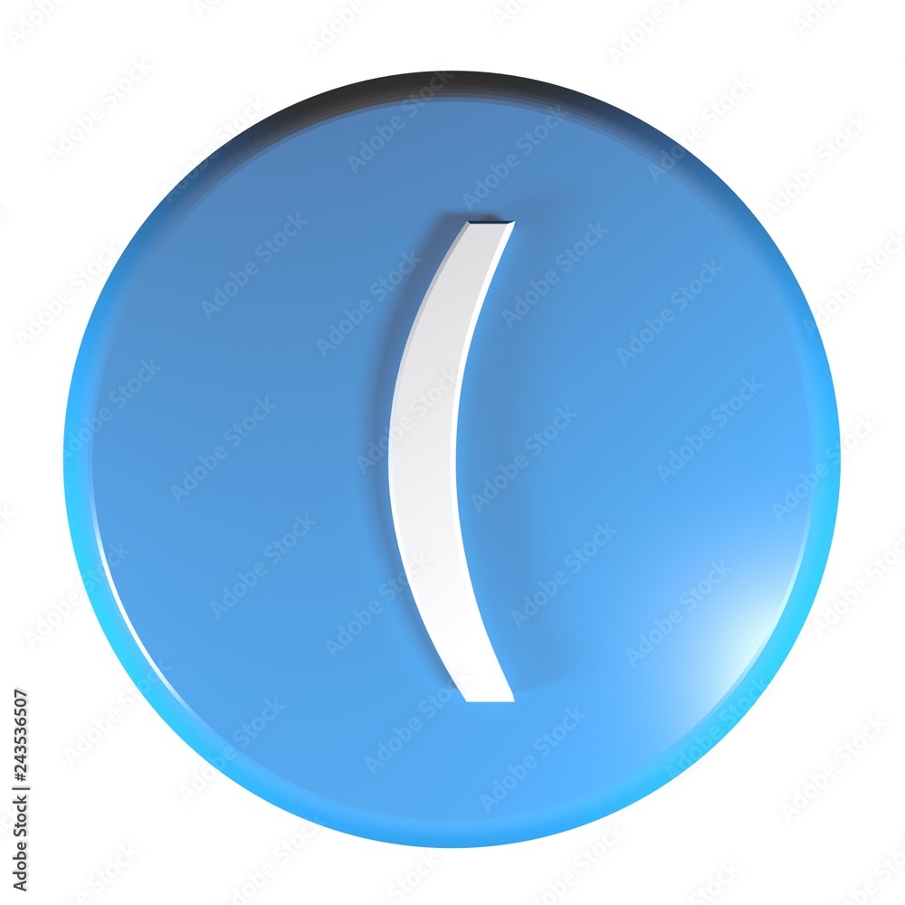 Aufkleber blue circle push button with the open parenthesis symbol - 3d rendering illustration