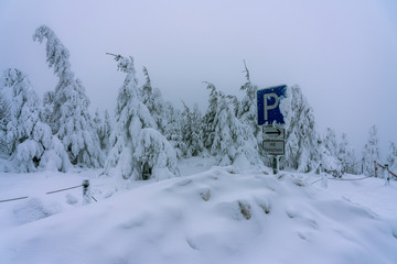 Winter landscape in the Erzgebirge, Germany