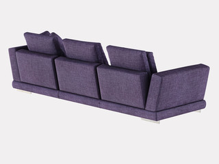 Purple soft sofa on a white background 3d rendering