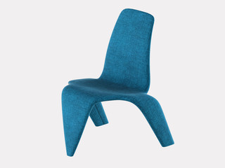 Blue chair on a white background 3d rendering