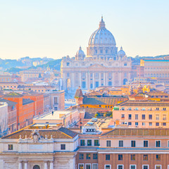 Fototapeta na wymiar View of Rome with St. Peter basilica