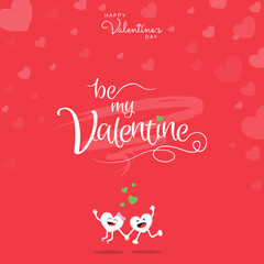 Fototapeta na wymiar Happy Valentine's greeting card with handwriting calligraphy 