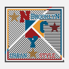 New York typography, t-shirt printing man NYC, original design c