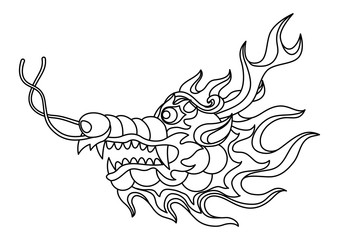 Illustration of Chinese dragon head.