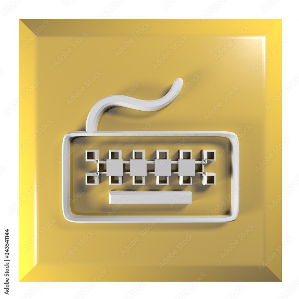 Poster yellow - orange square push button for keyboard - 3d rendering illustration