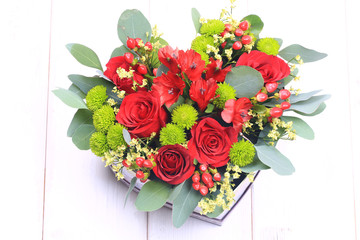 bouquet of flowers in a heart shape