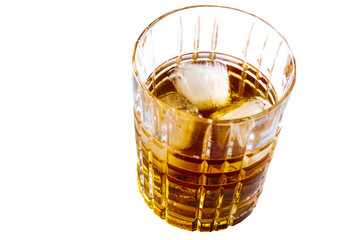 Whiskey on the rocks isolated on a white background  