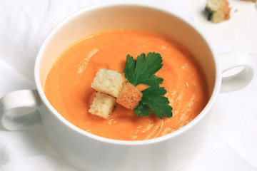 pumpkin soup with garlic croutons
