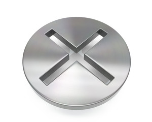 3d brushed metal cross icon