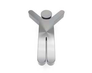 3d brushed metal happy character icon
