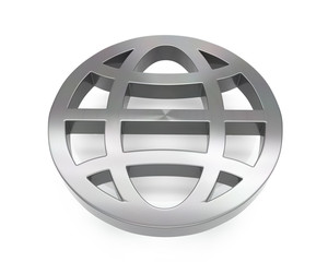 3d brushed metal world icon