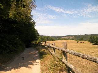 Landscape of ranch in Wiezyca region, Kashubia, Poland.