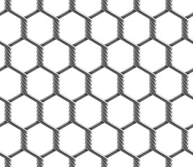 Vector seamless pattern of hexagonal reinforced large cell chain link fence
